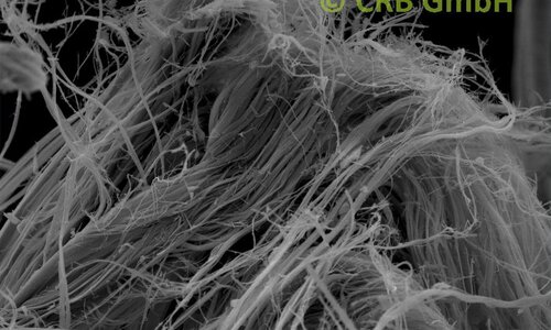 SEM-afbeelding chrysotiel asbest in sokaliet | © CRB Analyse Service GmbH